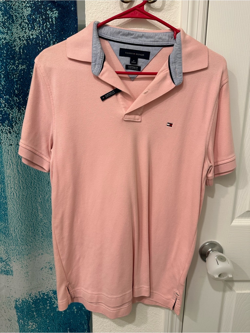 #24 Tommy Hilfiger Men’s Light Pink Polo with Contrast Collar